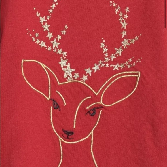 GAP toddler girl sz. 4 T puffy sleeves red shirt deer print - Picture 3 of 3
